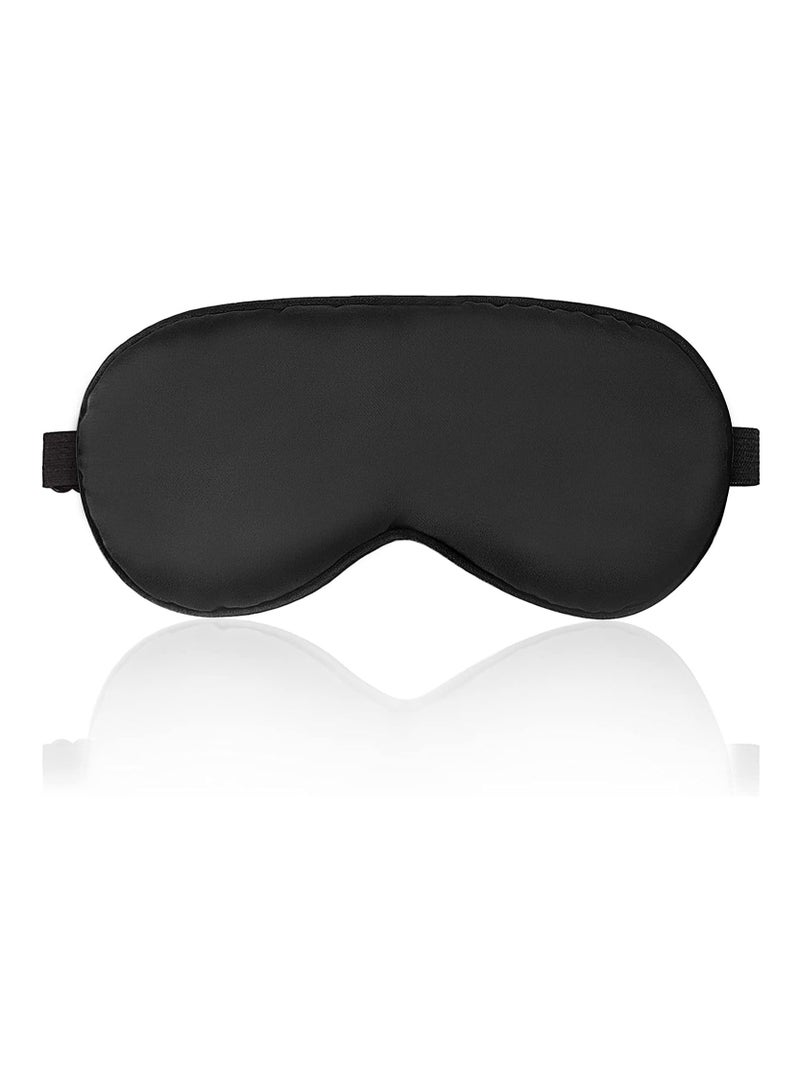 Cool Baby Sleep Mask Night Cover Eye Sleeping Silk Satin Masks for Women Men Blindfold for Airplane Travel Adjustable Strap (Black) - Image 1